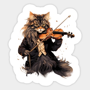 Maine Coon Cat Playing Violin Sticker